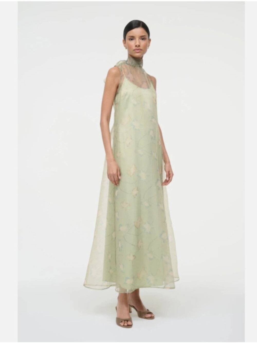 STAUD Albee Maxi Dress Gown in Botanical Moss Green - Picture 4 of 10
